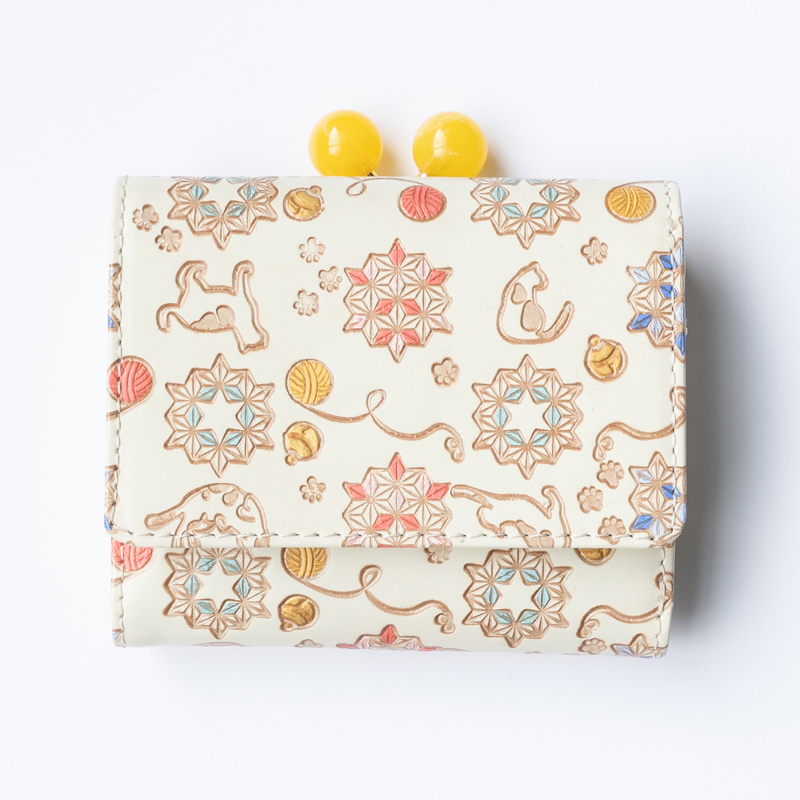 Neko-Asobi(猫遊び) がま口三つ折り財布